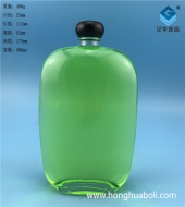 500ml扁方形透明玻璃酒瓶生产厂家